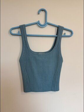 Everlane Ribbed Crop Tank Top Blue Size M